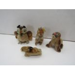 Four vintage Steiff animals; seal, squirrel,