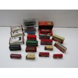 A collection of boxed and loose diecast buses and trams including Special Edition Models of