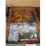 A collection of model kits including Airfix, Fujimi, KP, Novo,