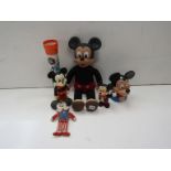 A quantity of 70's Mickey Mouse toys including money box (6)