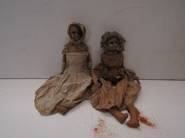 Two 19th Century wax head and shoulder dolls,