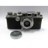 A Leica IIIc rangefinder camera circa 1941-42, chrome, serial number 385942,