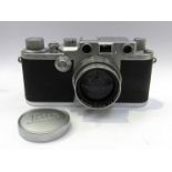 A Leica IIIc rangefinder camera circa 1949, chrome, serial number 474958,