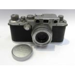 A Leica IIIf rangefinder camera circa 1951, chrome, serial number 549319, with Leitz Elmar 50mm 1:2.