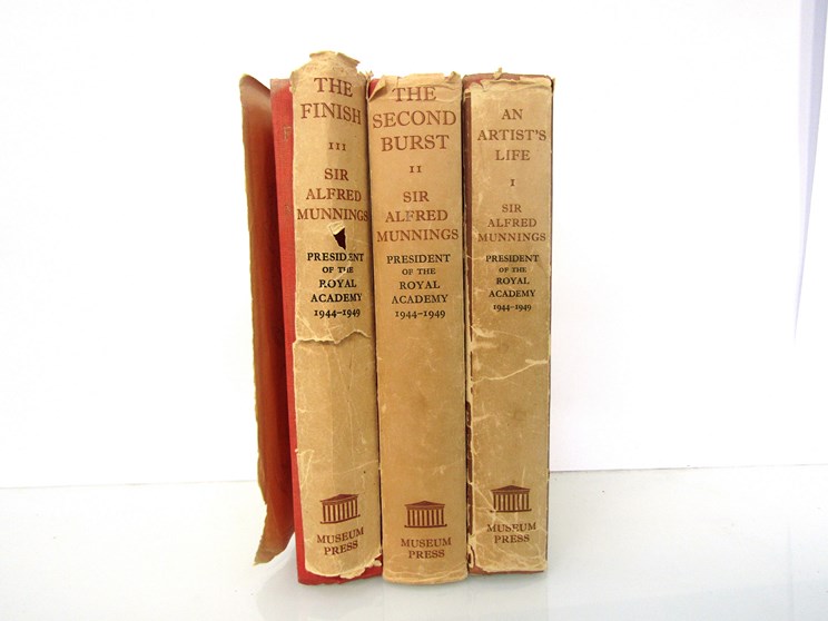 Sir Alfred Munnings: 'An Artist's Life - The Second Burst - The Finish', 1950 first edition,