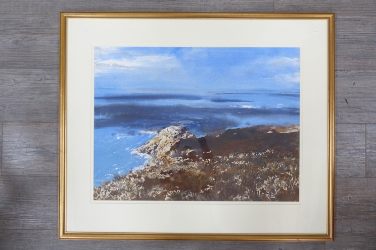 DAVID TRESS (b.1955) (ARR): A framed and glazed watercolour, Pembrokeshire coastal scene. - Image 3 of 3