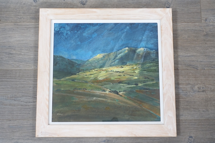 RON FORD (XX/XXI Cornish Artist) (ARR): A framed and glazed acrylic on paper, "Langdale". - Image 3 of 6