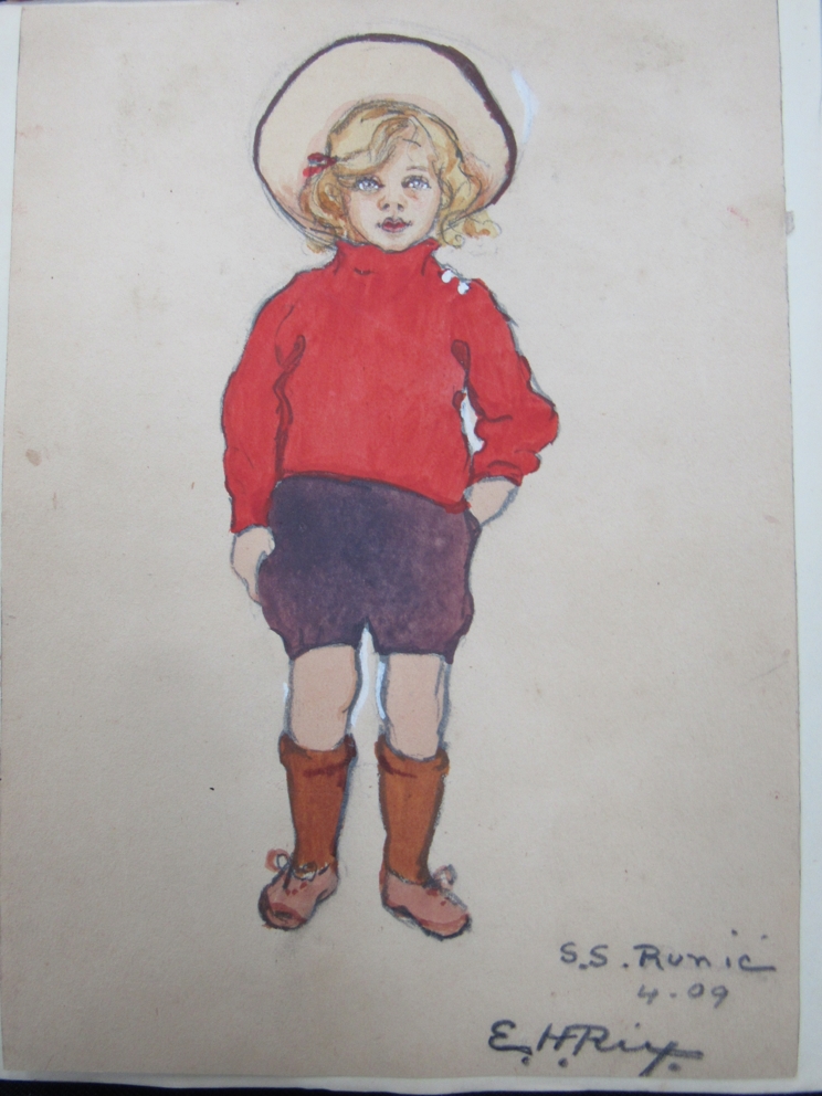 EMILY HILDA RIX-NICHOLAS (Australian 1884-1961): A watercolour study of a young girl on buff paper, - Image 2 of 7