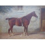 JAMES WILLIAM COLE (act 1849 onwards): A gilt framed oil on canvas of a race horse, "Archer", 1893.