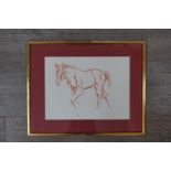 A framed and glazed early 20th Century study in red pastel of a stylised horse.