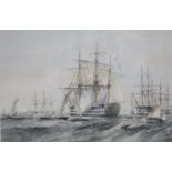 A framed and glazed print, HMS St Jean D'Acre after T.G. Dutton, published 1854 by Ackermann & Co.