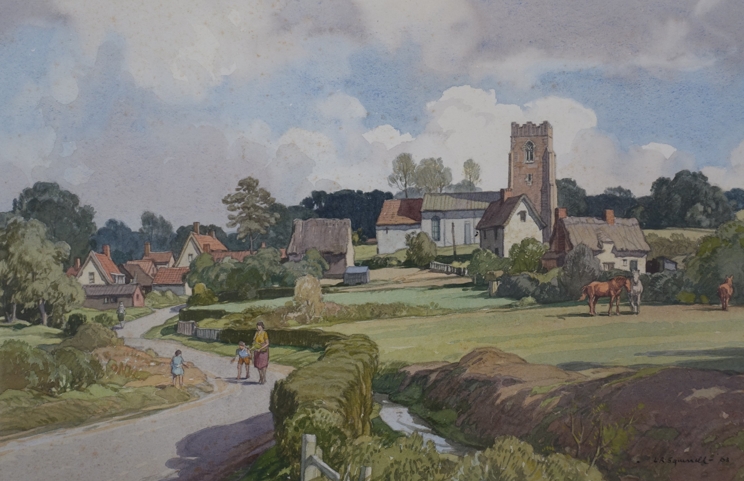 LEONARD RUSSELL SQUIRRELL: (1893-1979) (ARR) A framed and glazed watercolour, Cretingham Suffolk,