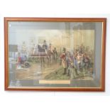 A large framed and glazed coloured print after Robert Hillingford "Wellington at Waterloo",