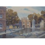 RONALD KIRK RUTHERFORD (1913-?) A framed and glazed watercolour, 'Towards Shirehall,