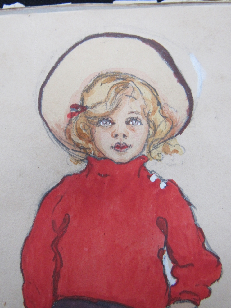 EMILY HILDA RIX-NICHOLAS (Australian 1884-1961): A watercolour study of a young girl on buff paper, - Image 3 of 7