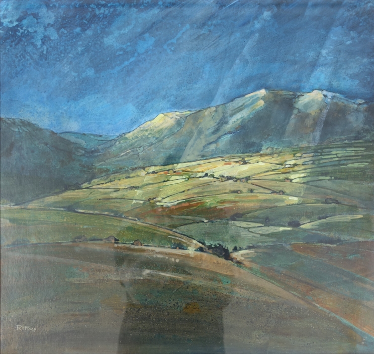 RON FORD (XX/XXI Cornish Artist) (ARR): A framed and glazed acrylic on paper, "Langdale".