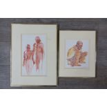 JOHN CLEAL (1929-2017) (ARR): Two framed and glazed pen, ink and watercolour studies,