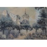 DAVIS FLANDERS (1915-1994) A framed and glazed pen and wash Chapelle St Hubert, Blois Palace,