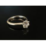 A diamond solitaire ring .80ct approx in platinum shank. Stone loose. Size M/N, 4.