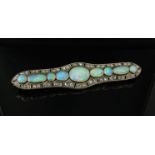 A Victorian platinum set opal bar brooch,