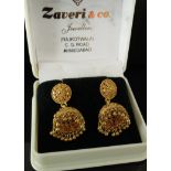 A pair of Indian gold chandelier earrings, 11.