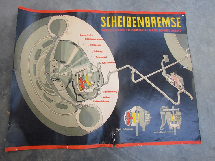 Two German posters depicting technical vehicle cut aways