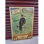 A Howe "Bicycles Tricycles" wooden poster