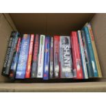 A box of motor related books including 'Shunt' the story of James hunt and Nigel Mansell 'Driven to