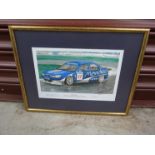 Framed print 'Testing Times' bearing signature Nigel Mansell