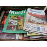 A box containing a quantity of 'Autocar' and 'Motor' publications etc