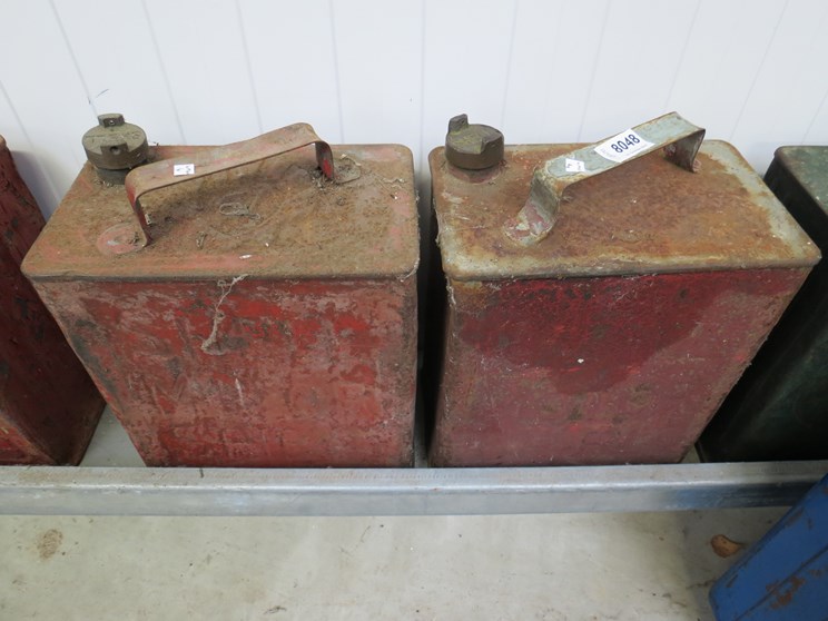 Two shell fuel cans with brass shell caps