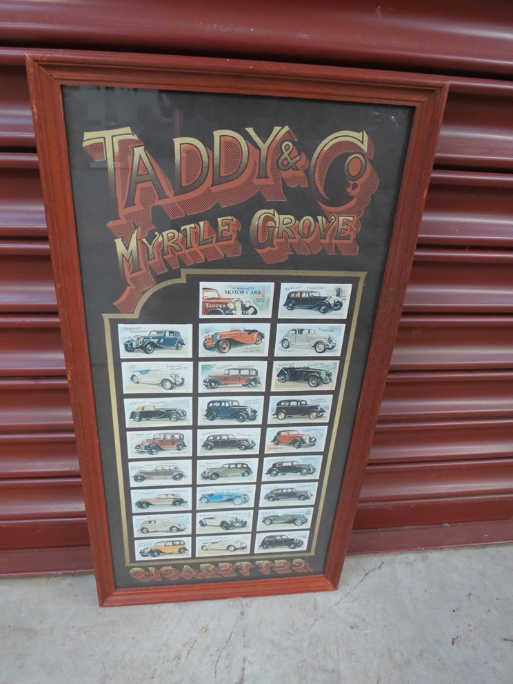 A framed set of Taddy & Co cigarette cards