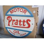 A cast reproduction 'Pratt's' oil sign
