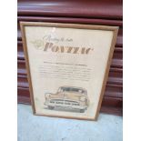 Four framed American advertising adverts 'Pontiac', Hudson',