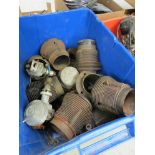 A box of VW beetle barrels and pistons and distributors