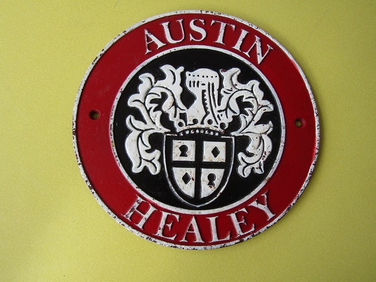 A cast reproduction Austin Healey plaque