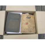 A box of books, manual, lists etc covering stationary engines,