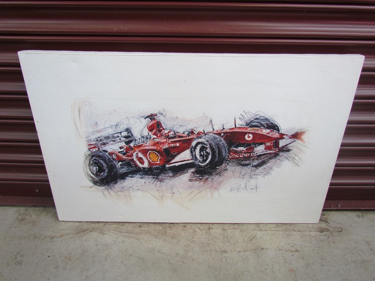 A canvas print of Ferrari