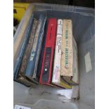 A box of mixed workshop manuals including a Cadisch and Sons motor catalogue 1949-50