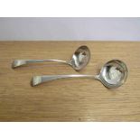 A pair of Hester Bateman silver sauce ladles, London 1788, maker's mark rubbed on one,