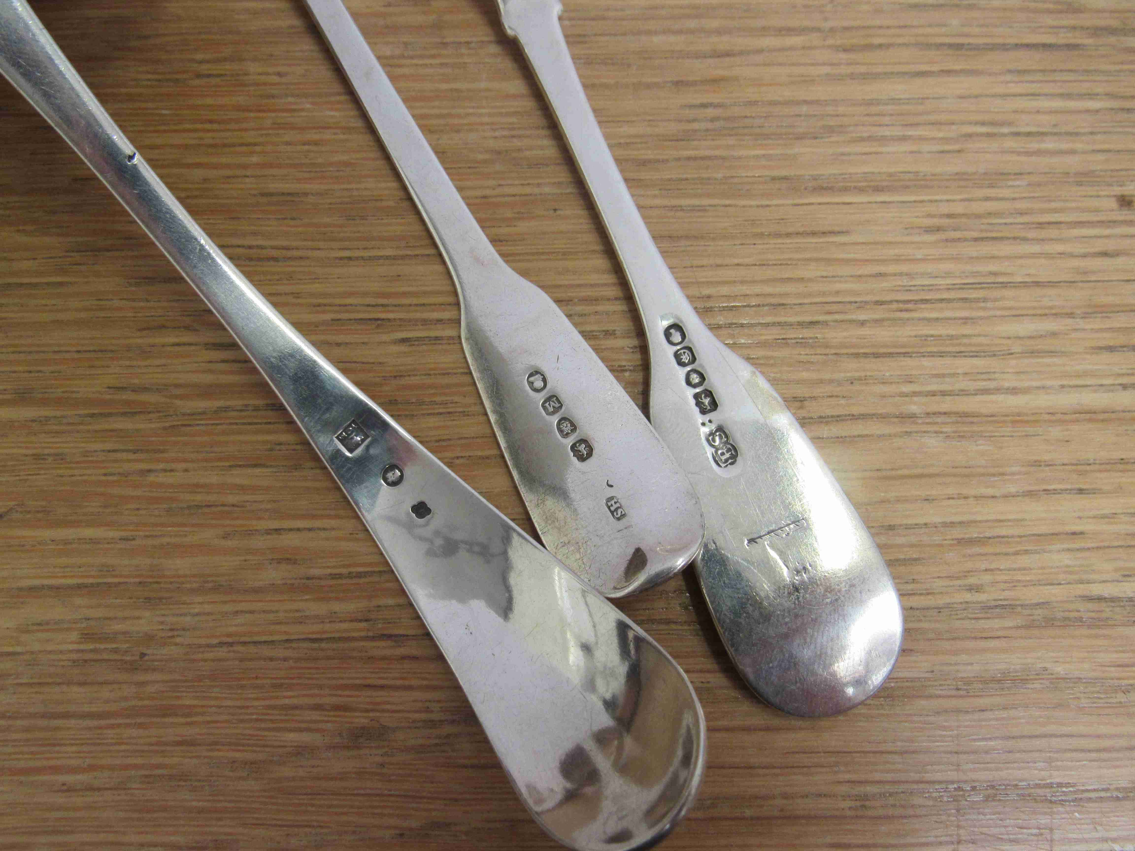 A Victorian silver fork London 1840, spoon dated 1807 and continental silver ladle, - Image 2 of 2