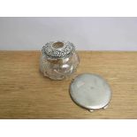 A silver topped hair pot and compact (2)