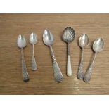 Six silver spoons including Scottish example one marked silver,