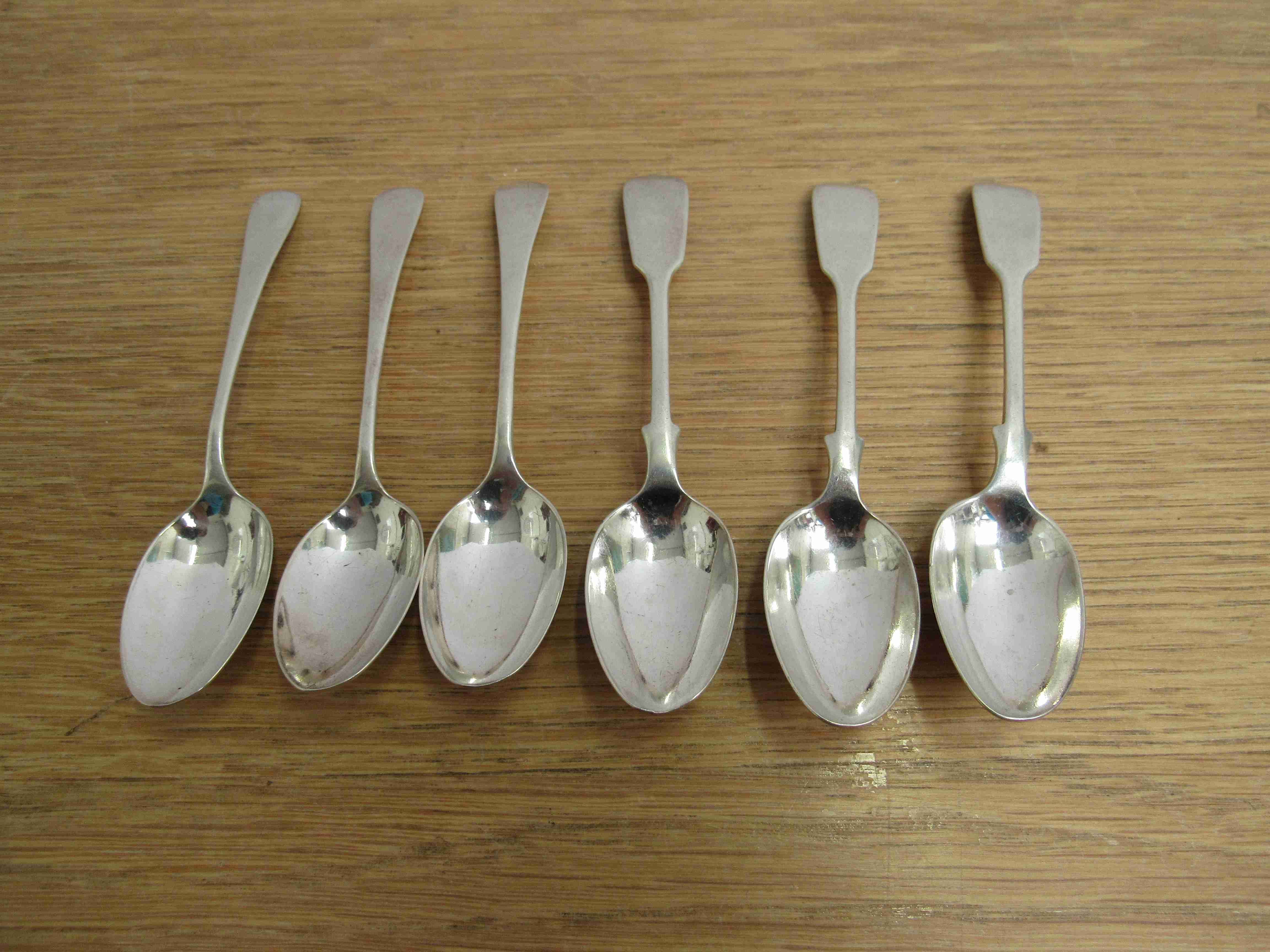 Six silver John Round & Son teaspoons, two different types Sheffield, 1893 & 1907,