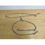 Two silver watch chains,