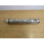 A Samuel Jacob silver desk wax and seal container with vesta compartment, London 1895, 22cm long,