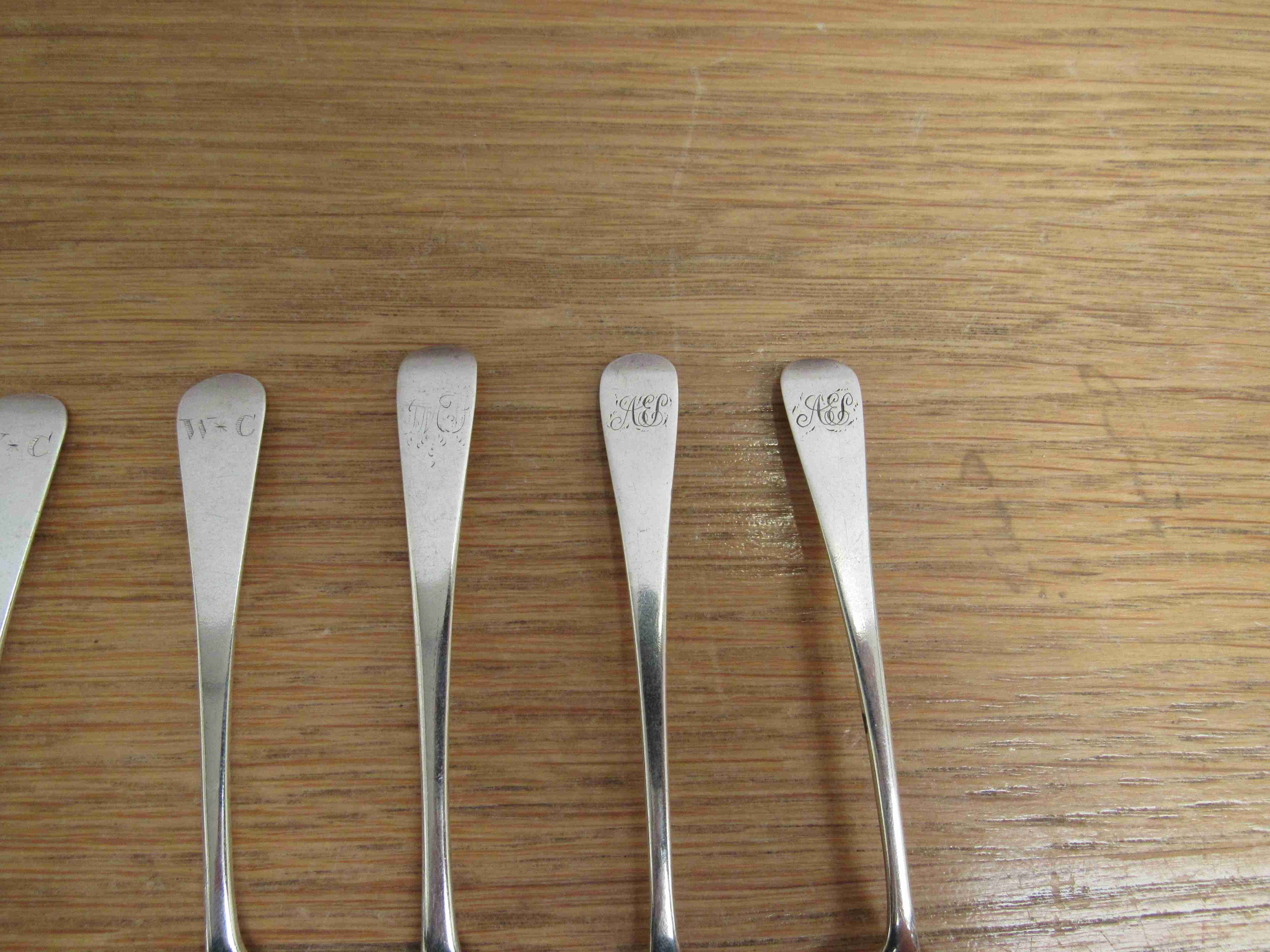 Eight silver Georgian teaspoons various makers and dates, - Image 3 of 3