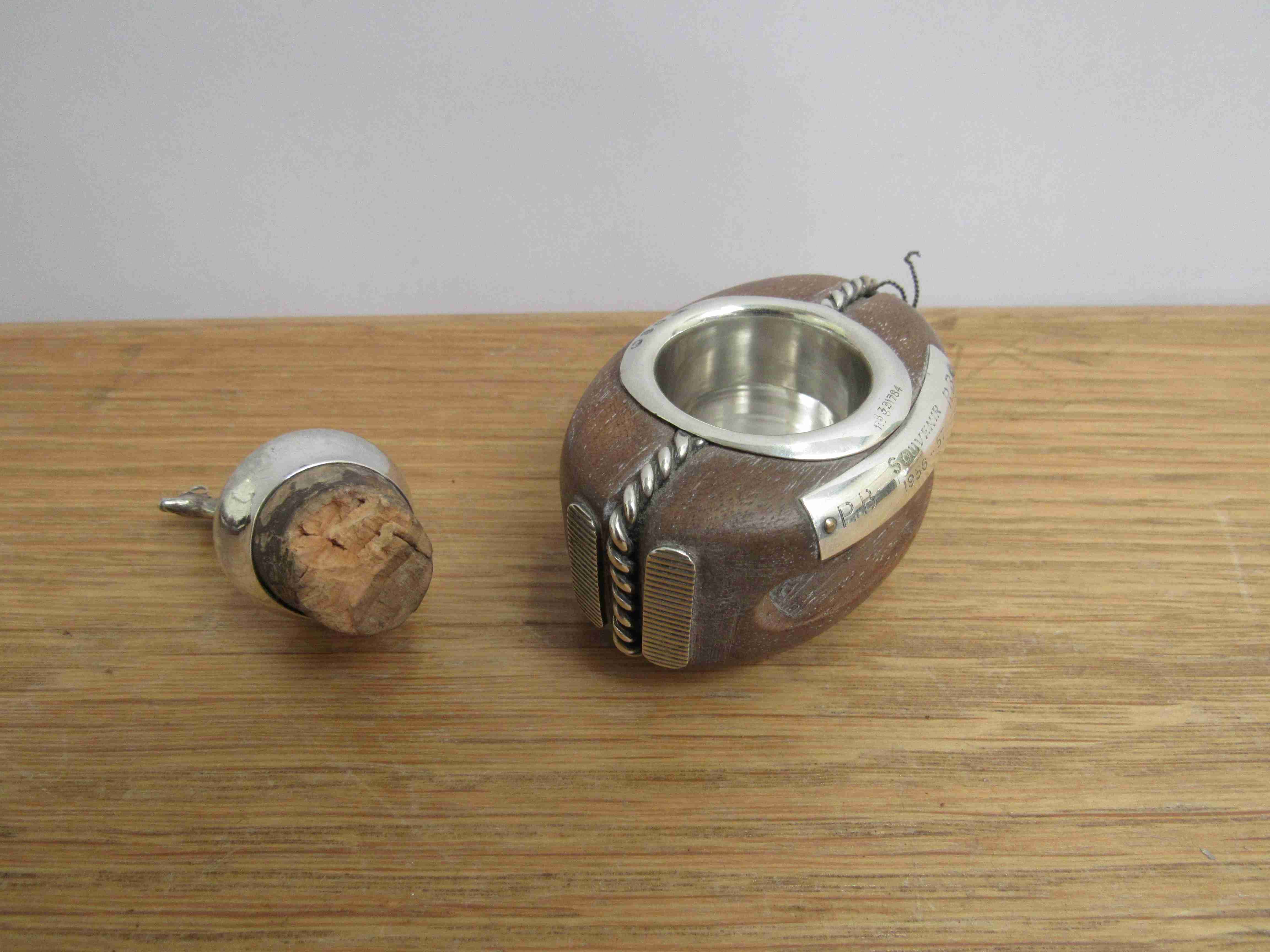 A Lawrence Emanuel novelty silver mounted hardwood boat pulley - match striker with a deer wine - Image 2 of 3