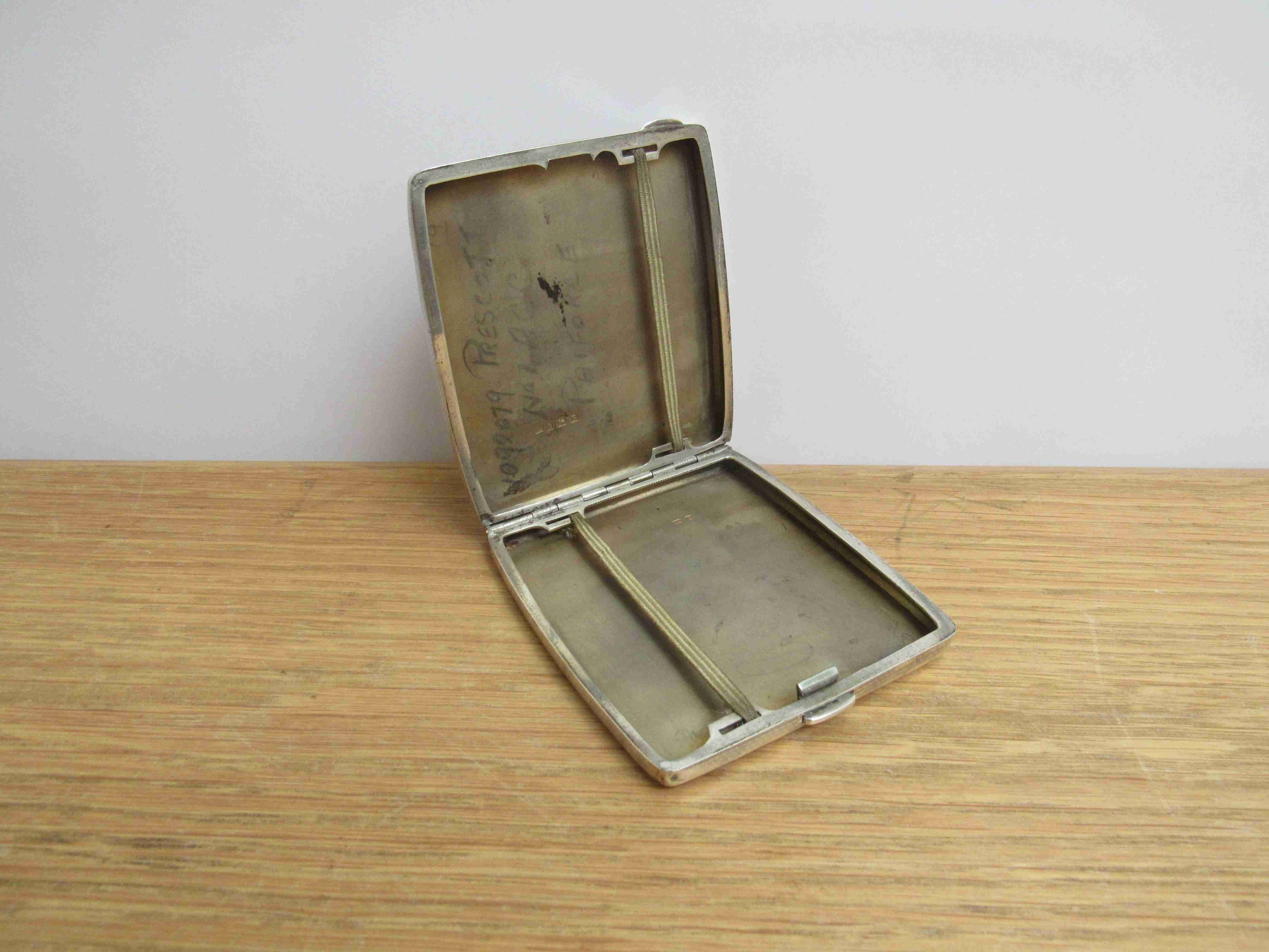 A John Henry Wynn, George V silver cigarette case with engine-turned decoration. - Image 3 of 3