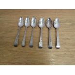 A set of six Georgian Thomas Streetin silver bright cut teaspoons, London 1802,